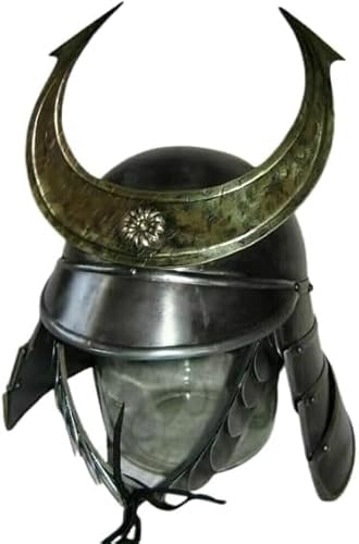 Mittelalterlicher Samurai-Helm, 18 Gauge Stahlritter LARP Rüstung mit Futter, silber, Medium Mittelalterlicher Samurai-Helm, 18 Gauge Stahlritter LARP Rüstung mit Futter, silber, Medium von Generic