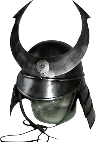 Mittelalterlicher Samurai-Helm 18GA Ritter Replik LARP Japanische Rüstung Helm Silber Politur von Generic