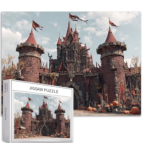 Mittelalterlicher Stil, rotes Steinschloss, 1000-teiliges Puzzle für Erwachsene, Halloween-Atmosphäre, Kunst-Puzzle, herausfordernde Familienaktivitäten, buntes DIY-Bastelpuzzle für Heimdekoration Mittelalterlicher Stil, rotes Steinschloss, 1000-teiliges Puzzle für Erwachsene, Halloween-Atmosphäre, Kunst-Puzzle, herausfordernde Familienaktivitäten, buntes DIY-Bastelpuzzle für Heimdekoration von Generic