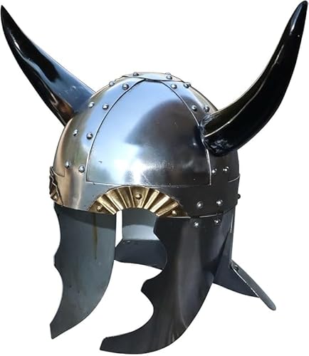 Mittelalterlicher Wikingerführer 18 Gauge Stahl Spangenhelm Stil Helm mit echten Hörnern Mittelalterlicher Wikingerführer 18 Gauge Stahl Spangenhelm Stil Helm mit echten Hörnern von Generic