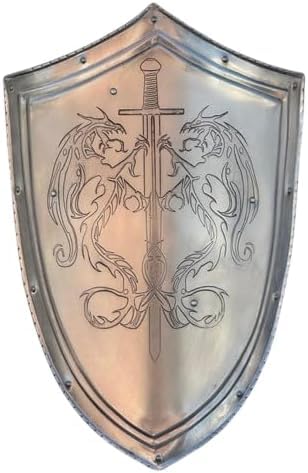 Mittelalterlicher geätzter Drachentempelschild, Metallschild, Larp/Cosplay & Display-Shield/Halloween-Kostüm, 71,1 cm von Generic