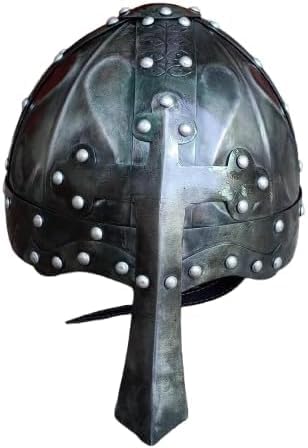Mittelalterlicher nordischer Wikingerhelm, Cosplay-Geschenk, 18 Gauge, Baustahl, Antik-Schwarz von Generic