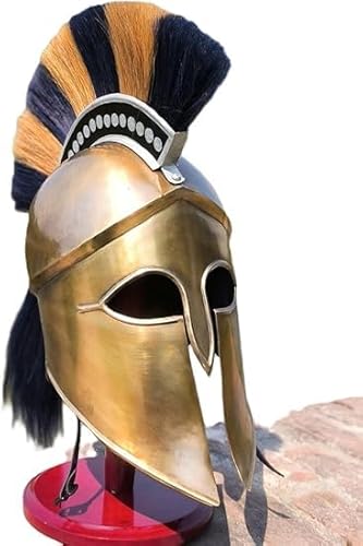 Mittelalterlicher tragbarer griechischer korinthischer Helm, mit Ledereinsatz, Ritterhelm mit Holzständer, Antikbraun Mittelalterlicher tragbarer griechischer korinthischer Helm, mit Ledereinsatz, Ritterhelm mit Holzständer, Antikbraun von Generic
