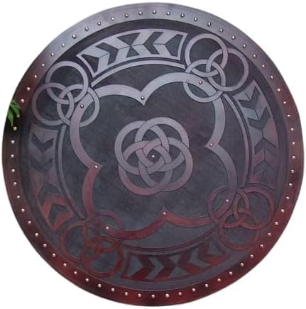 Mittelalterliches Holz | Wikinger keltischer Schottisch | Targe runder Schild 61 cm Weihnachten Gist Artikel braun von Generic