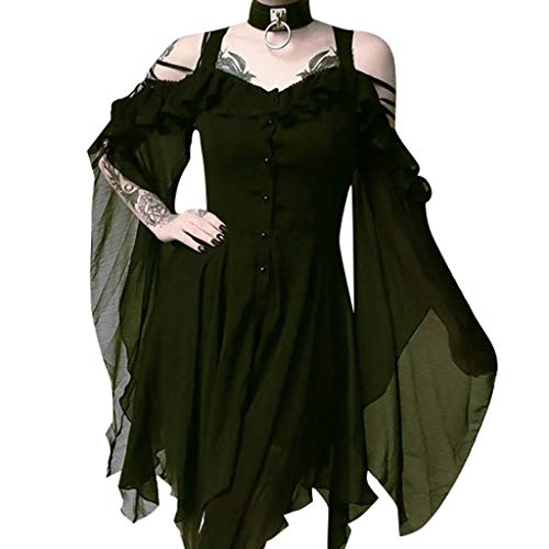 Mittelalterliches KostüM FüR Frauen Damen Langarm Mittelalter Kleid Festliches Bedrucktes Festival Abendanzug Sets KostüMe Vampir Verbandkleid Cosplay Halloween KostüMparty von Generic