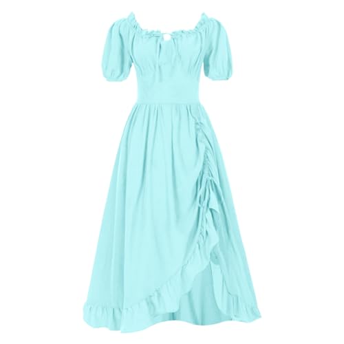 Mittelalterliches KostüM FüR Frauen Vintage Maxikleid Elegant Traditionelles Kleid Halloween Gothic Rmelloses Kleider Vampir BöSe Uniform Party Festlich A-Linie Cosplay 2025 von Generic