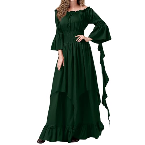 Mittelalterliches Kostüm für Damen Viktorianisches Kleid Renaissance-Kleid Kostüm Frauen Gothic Hexenkleid Hexenkostüm Damen Halloween Vampirkostüm Mittelalterliches Hochzeitskleid Dark Green S von Generic