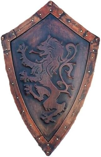 Mittelalterliches Schild | Drachenheizschild | Kriegerschild für Cosplay 71.1 cm Leder/Stahl Metall von Generic
