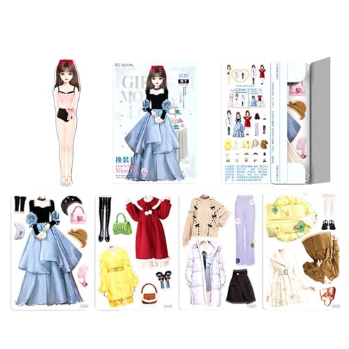 Mode -Magnetpapierpuppen Dress Up Toy - Kreativ, so tun, als würde man Puppe mit Magnetkleidung und Accessoires spielen | Lernspiel für Mädchen | Tolles Geschenk für Geburtstage, Feiertage und Kindert von Generic