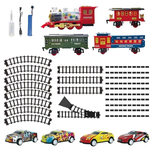 Modelleisenbahnspiel, Eisenbahn-Set für Kinder, klassisches elektrisches Zugset mit Spielzeug-Sound, Lokomotivenmodell, batteriebetriebenes Eisenbahn-Set, Weihnachtsspielzeug für Mädchen Modelleisenbahnspiel, Eisenbahn-Set für Kinder, klassisches elektrisches Zugset mit Spielzeug-Sound, Lokomotivenmodell, batteriebetriebenes Eisenbahn-Set, Weihnachtsspielzeug für Mädchen von Generic