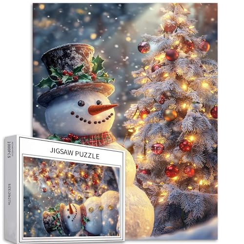 Modischer Schneemann, 1000-teiliges Puzzle für Erwachsene, Weihnachtsbaum-Hintergrund, Kunst-Puzzle, bunt, DIY-Puzzles für Heimdekoration, Geschenke, Familienpuzzle, perfekt für Spielabende, 50 x 70 Modischer Schneemann, 1000-teiliges Puzzle für Erwachsene, Weihnachtsbaum-Hintergrund, Kunst-Puzzle, bunt, DIY-Puzzles für Heimdekoration, Geschenke, Familienpuzzle, perfekt für Spielabende, 50 x 70 von Generic
