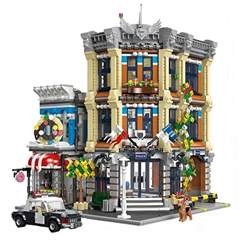 Modular Haus Bausteine, Europa City Polizeistation Modell Bausatz, Stadthaus Modular Building für Erwachsene und Jungen, Klemmbausteine Häuser Kompatibel mit Lego Haus (3111 Teile), (JX89134) von Generic
