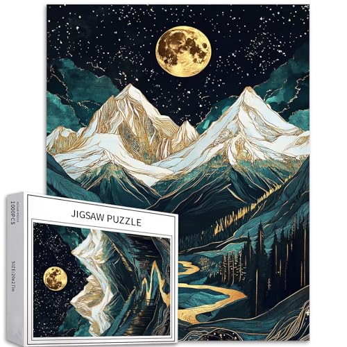 Mondschneebedeckte Berge, 1000-teiliges Puzzle für Erwachsene, Sternenhimmel-Hintergrund, Kunst-Puzzle, bunt, DIY-Puzzles für Heimdekoration, Geschenke, Familienpuzzle, perfekt für Spielabende, 50 x Mondschneebedeckte Berge, 1000-teiliges Puzzle für Erwachsene, Sternenhimmel-Hintergrund, Kunst-Puzzle, bunt, DIY-Puzzles für Heimdekoration, Geschenke, Familienpuzzle, perfekt für Spielabende, 50 x von Generic