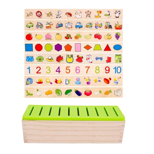 Montessori-Holzspielzeug für Kleinkinder im Alter von 1+, 2, 3, 4 Jahren, Farb- und Formzuordnung, Sortierung, Lernaktivitäten für die Vorschule, sensorische Puzzles für (Beige, 29.4X10.8X8.6cm) von Generic