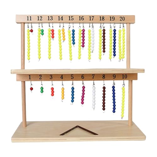 Montessôri Mathematische Perlen – Halterung aus langlebigem Holz mit 1 bis 20 Perlen, mathematisches Lernspielzeug Montessôri, Abakus aus Holz für Kinder, praktisches Lernwerkzeug mit Perlen von Generic