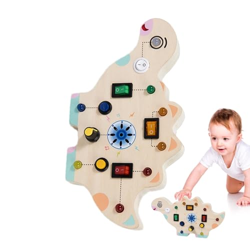 Montessori Sensory Board, Fidget Board,Sensorisches Board mit 8 LED-Lichtschaltern | Lernspielzeug aus Holz, frühe Feinmotorik, sensorisches Reisespielzeug für Kinder ab 3 Jahren von Generic