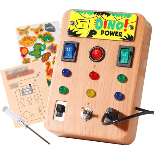 Montessori-Sinnes-Schalter-Schloss 16 LED-Lichter Musikbox Naturholz-Kinderspielzeug Beschäftigungs-LED-Schalter Analoge Leiterplatte für Kleinkinder M von Generic