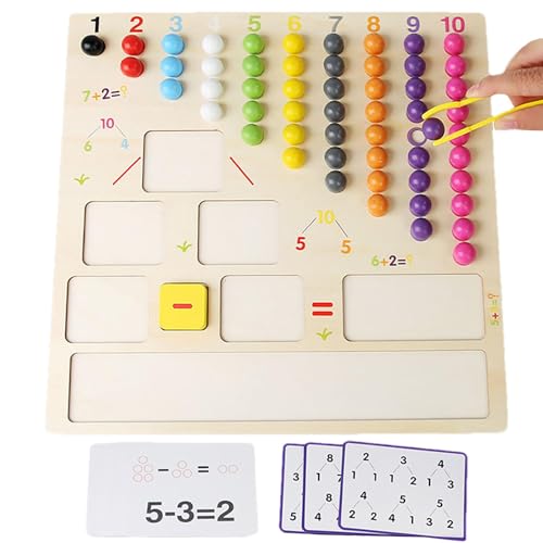 Montessori-Zählperlen, Mathe-Perlen für Kinder,Zahlenkognitives Brettspiel | Frühpädagogische Mathe-Lernaktivitäten für Feinmotorik und praktische Fähigkeiten von Generic