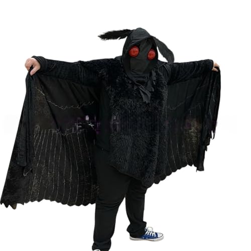 Moth Man-Halloweenkostüm-Rollenspiel-Requisitenset. Dieses Design lässt Sie furchterregend Aussehen und Sich von der Masse abheben. KzW756 (Black, 35x25x3cm) von Generic