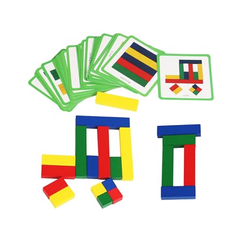 Motivblöcke aus Holz – Puzzle in geometrischer Form, Entwicklungsblockspiele | Motivblöcke mit Karten ab 3 Jahren, Lernspielzeug für und Mädchen, Spielwerkzeug von Generic