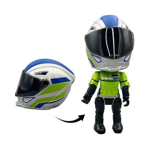 Motorrad-Actionfigur, Jungenspielzeug, Motorradmodell, Schreibtischmotorrad mit beweglichen Gelenken, Q-Version, Sammlerfiguren für Kinder und Erwachsene Jlq731 (White, 12X5CM) von Generic