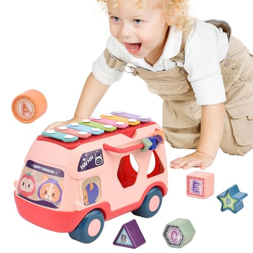 Musical Bus Baby, Baby Percussion Toy | Interaktives Klavier mit Musik/Licht - Früherziehung Puzzle Story Machine Vorschule Geschichten Erzählfahrzeug für 1-3 Jahre zum Weihnachtsgeburtstag von Generic