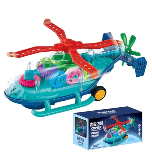 Musik Hubschrauberspielzeug, Transparentes Hubschrauberspielzeug - Bewegliches Rad Hubschrauberspielzeug Leuchtendes transparentes elektrisches Spielzeug,Gear Aircraft Spielzeug Bunte Musikalische Go von Generic