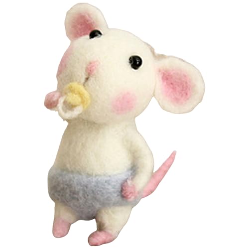 Nadelfelt-Kit - Wollnadelfelt-Kit, kleine Tiermäuse Ornamente | Tiernadelwolle Filz-Anfänger-Kits Zubehör, Puppen machen manuelle Filzschaummatte für Anfänger Erwachsene Kinder von Generic