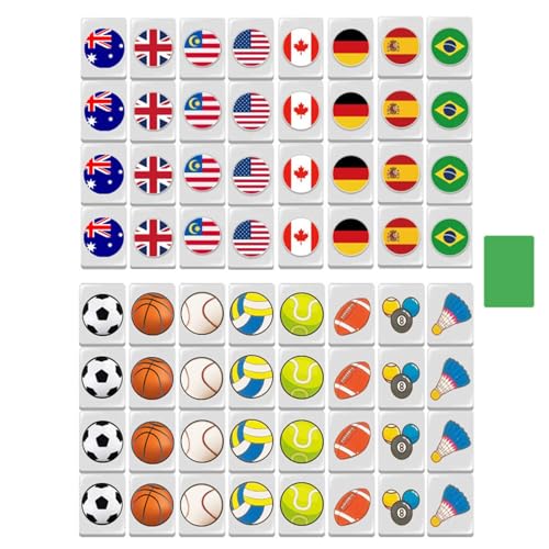 Nationalflagge Mahjong Tiles Set - Mahjong -Spiel Am Meer, Komplette Fliesensammlung, Tragbares Spiel Mit Speicher | Fun Set Für Familien Kinder Erwachsene Kinder Männer Frauen Nacht Unterhaltung von Generic