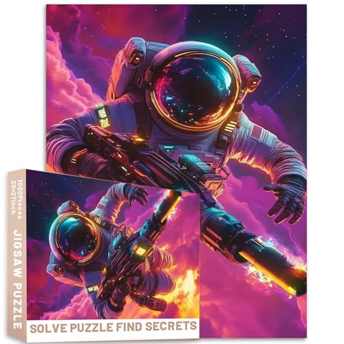 Neon Astronaut Sci-Fi-Waffe 1000 Teile Puzzle 50 x 70 cm, futuristischer Helm, bunter Himmel, Kunst, herausfordernde Familienaktivitäten, buntes DIY-Bastelpuzzle für Heimdekoration, Geschenke Neon Astronaut Sci-Fi-Waffe 1000 Teile Puzzle 50 x 70 cm, futuristischer Helm, bunter Himmel, Kunst, herausfordernde Familienaktivitäten, buntes DIY-Bastelpuzzle für Heimdekoration, Geschenke von Generic