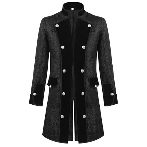 Neu 2025 Herren Steampunk Kleidung - Gothic Mantel Herren Midi Mittelalter Jacke Retro Viktorianische Hof Gehrock Mittelalter Trenchcoat Theater Kleidung Nightclub Party Halloween Kostüm von Generic