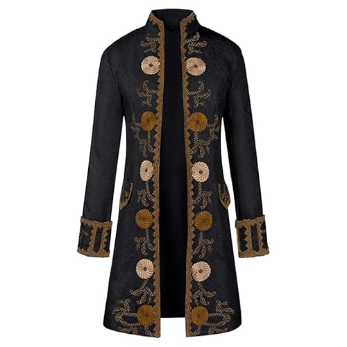 Neu 2025 Herren Steampunk Mantel Gothic Jacke Große Größen Mittelalter Trenchcoat Retro Viktorianischen Gehrock Edelmann Frack Theater Performance-Kleidung Cosplay Halloween Piratenkostüm von Generic