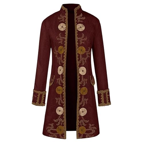 Neu 2025 Herren Steampunk Mantel - Gothic Jacke Herren Große Größen Mittelalter Trenchcoat Retro Viktorianische Hof Gehrock Elegant Edelmann Frack Theater Performance-Kleidung Cosplay Halloween Kostüm von Generic