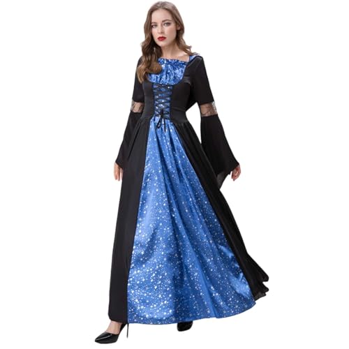 Neu 2025 Mittelalter Kleider Damen Renaissance Maxikleid Damen mit Korsett Vintage Mittelalterkleid Trompetenärmel Karneval von Generic