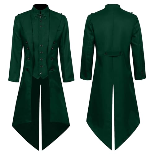 Neu 2025 Steampunk Herren Mantel Gothic Jacke Lang Mode Frack Vintage Mittelalter Gehrock Viktorianischen Anzugweste Tuxedo Piraten Vampir Cosplay Kleidung Halloween Outfit von Generic