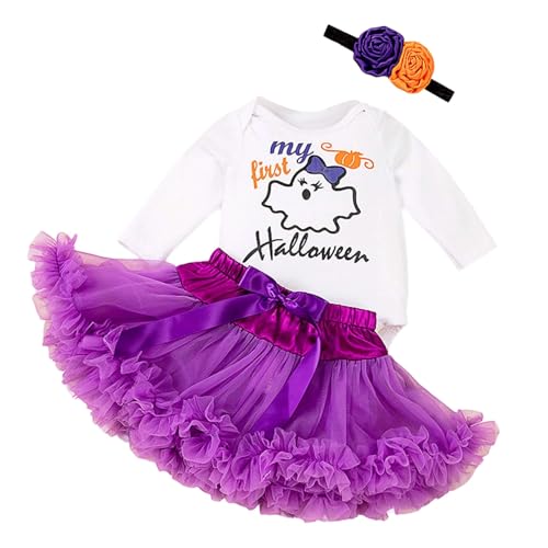 Neugeborenen Kleidung Junge Halloween Baby Mädchen Outfit Langarm Strampler Mit Tutu Kleid Niedlichen Kleinkind Kostüm Lila Orange Party Set von Generic