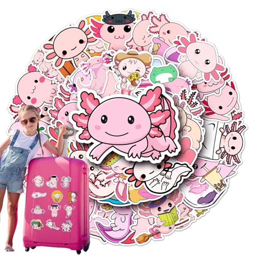 Niedliche Axolotl Aufkleber - Waterproof Cartoon Aufkleber Pack, 50pcs Unique | Entzückende Salamanderdekoration Für Wasserflaschen, Laptops, Skateboards, Party-Götter, Kindermädchen Jugendliche von Generic