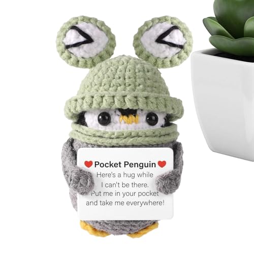 Niedliche gestrickte positive Puppen, gehäkelte positive Puppen | Kleines gelbes Hutspielzeug | Lustiges Häkeln mit inspirierender Karte, schöne Partydekorationen für Kollegen von TR von Generic