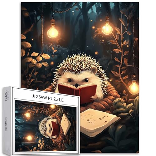 Niedliches Igel-Lesebuch, 1000-teiliges Puzzle für Erwachsene, Waldleseszene, Kunst-Puzzle, herausfordernde Familienaktivitäten, buntes Bastelpuzzle für Heimdekoration, Geschenke, 50 x 70 cm Niedliches Igel-Lesebuch, 1000-teiliges Puzzle für Erwachsene, Waldleseszene, Kunst-Puzzle, herausfordernde Familienaktivitäten, buntes Bastelpuzzle für Heimdekoration, Geschenke, 50 x 70 cm von Generic