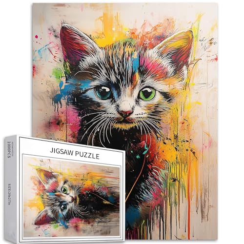 Niedliches Kätzchen-Puzzle für Erwachsene, Cartoon-Stil, Kunst-Puzzle, herausfordernde Familienaktivitäten, buntes Bastelpuzzle für Heimdekoration, Geschenke, 50 x 70 cm Niedliches Kätzchen-Puzzle für Erwachsene, Cartoon-Stil, Kunst-Puzzle, herausfordernde Familienaktivitäten, buntes Bastelpuzzle für Heimdekoration, Geschenke, 50 x 70 cm von Generic