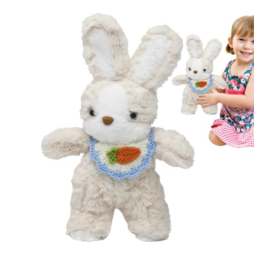 Niedliches Kaninchen-Plüschtier – weiches Plüschspielzeug mit süßem Karotten-Lätzchen – Urlaubsdekoration in Form eines Hasen zum Kuscheln, weiches Kissen für Schlafsofa von Generic