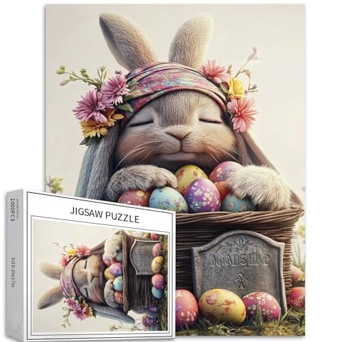 Niedliches Osterhasen-Puzzle für Erwachsene, Ostereier-Puzzle, Oster-Puzzle, herausfordernde Familienaktivitäten, buntes Bastelpuzzle für Heimdekoration, Geschenke, 68 x 50 cm, 1000 Teile Niedliches Osterhasen-Puzzle für Erwachsene, Ostereier-Puzzle, Oster-Puzzle, herausfordernde Familienaktivitäten, buntes Bastelpuzzle für Heimdekoration, Geschenke, 68 x 50 cm, 1000 Teile von Generic