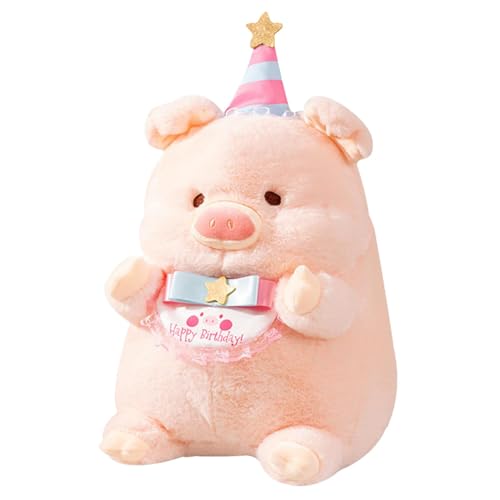 Niedliches Plüschkissen mit Schweinen, Cartoon-Plüschtier | Kissen und Kuschelkissen - Plüschkissen mit Banner zum Geburtstag von Generic