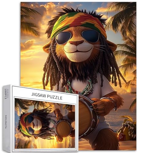 Niedliches Reggae-Löwen-Puzzle für Erwachsene, tropische Musik, Kunst, Puzzle, bunt, DIY-Puzzle, Heimdekoration, Geschenke, Familienpuzzle, perfekt für Spieleabende, 50 x 70 cm Niedliches Reggae-Löwen-Puzzle für Erwachsene, tropische Musik, Kunst, Puzzle, bunt, DIY-Puzzle, Heimdekoration, Geschenke, Familienpuzzle, perfekt für Spieleabende, 50 x 70 cm von Generic