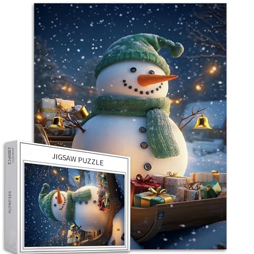 Niedliches Schneemann-Puzzle, 1000-teiliges Puzzle für Erwachsene, Winternacht, Schneeszene, Kunst-Puzzle, buntes DIY-Puzzle, für Heimdekoration, Geschenke, Familienpuzzle, perfekt für Spielabende, 50 Niedliches Schneemann-Puzzle, 1000-teiliges Puzzle für Erwachsene, Winternacht, Schneeszene, Kunst-Puzzle, buntes DIY-Puzzle, für Heimdekoration, Geschenke, Familienpuzzle, perfekt für Spielabende, 50 von Generic