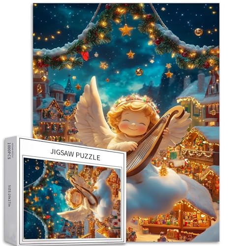 Niedliches Weihnachtsengel-Puzzle für Erwachsene, Harfe, Spielszene Kunst, Puzzle, bunt, DIY-Puzzles für Heimdekoration, Geschenke, Familienpuzzle, perfekt für Spielabende, 50 x 70 cm Niedliches Weihnachtsengel-Puzzle für Erwachsene, Harfe, Spielszene Kunst, Puzzle, bunt, DIY-Puzzles für Heimdekoration, Geschenke, Familienpuzzle, perfekt für Spielabende, 50 x 70 cm von Generic