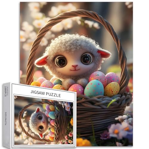 Niedliches flauschiges Lamm 1000 Teile Puzzle für Erwachsene, 68,6 x 50,8 cm, Ostereier-Puzzle, Oster-Puzzle, herausfordernde Familienaktivität-Spiele, buntes DIY-Bastelpuzzle für Heimdekoration, Niedliches flauschiges Lamm 1000 Teile Puzzle für Erwachsene, 68,6 x 50,8 cm, Ostereier-Puzzle, Oster-Puzzle, herausfordernde Familienaktivität-Spiele, buntes DIY-Bastelpuzzle für Heimdekoration, von Generic