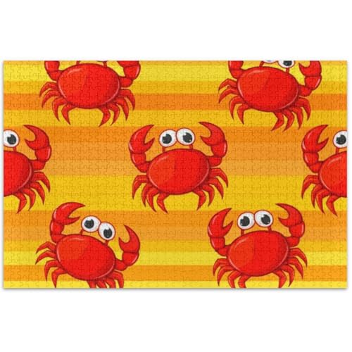 Niedliches rotes Cartoon-Krabben-Puzzle, 500 Teile für Erwachsene, Blumen-Tierdruck, einzigartiges Puzzle, Geschenke, weißer Elefant, Geschenke, lustig, 50 x 37 cm von Generic