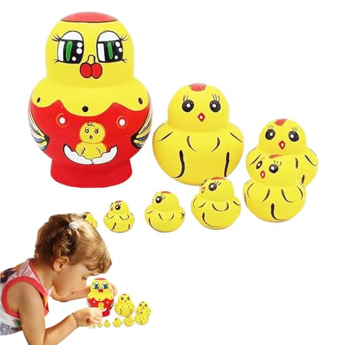 Nistpuppen für Hühner | 10 Stück Küken russische Puppen, die aus nisten | Geflügel Nistpuppen Witz Tiermodell Nistspielzeug für Kinder Nistpuppen für Hühner | 10 Stück Küken russische Puppen, die aus nisten | Geflügel Nistpuppen Witz Tiermodell Nistspielzeug für Kinder von Generic