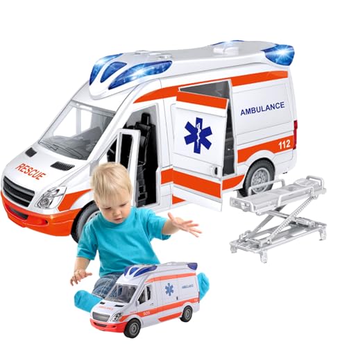 Notfallspielzeug: Rettungsfahrzeug mit Lichtern und Sound, Krankenwagenset für Kinder, Stadtfahrzeug, ausgestattet mit Liege für Mädchen, für Kinder Notfallspielzeug: Rettungsfahrzeug mit Lichtern und Sound, Krankenwagenset für Kinder, Stadtfahrzeug, ausgestattet mit Liege für Mädchen, für Kinder von Generic